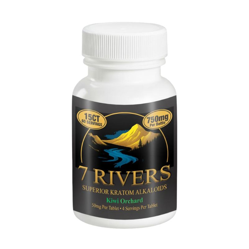 7 RIVERS KRATOM ALKALOIDS TABLETS 15CT 50MG PER TABLET - KIWI ORCHARD