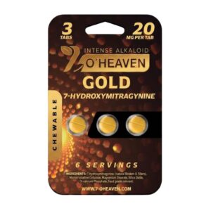7 O'Heaven 7-Hydroxymitragynine Chewable Tablets 3ct 20mg per Tablet - Gold